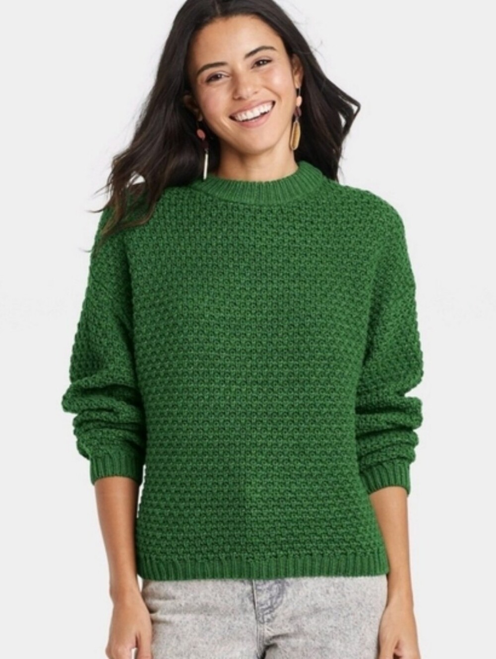 Universal Thread Textured Knit Sweater Green Sz XS